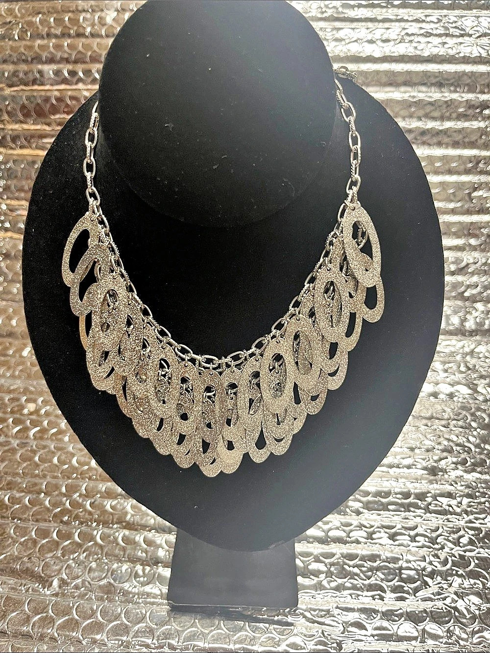 Layered Statement Necklace in Silver NWT